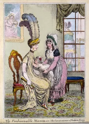ファッショナブルなマンマ、またはモダンドレスの便利さ、パブ。 1796年のロンドン（手描きの彫刻）